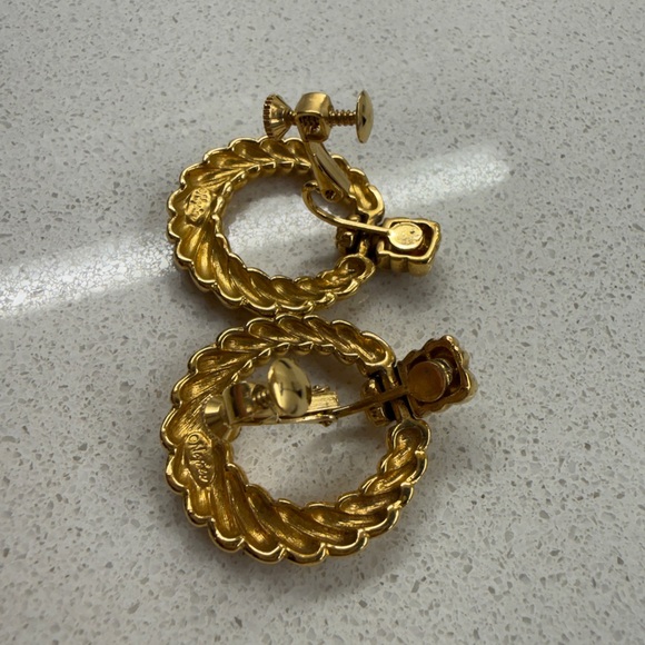 Napier Gold Tone Twisted Hoop Earrings - Picture 5 of 6